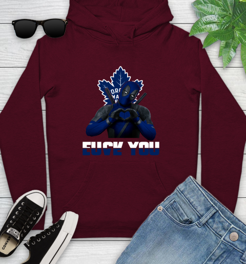 NHL Toronto Maple Leafs Deadpool Love You Fuck You Hockey Sports Youth Hoodie 7