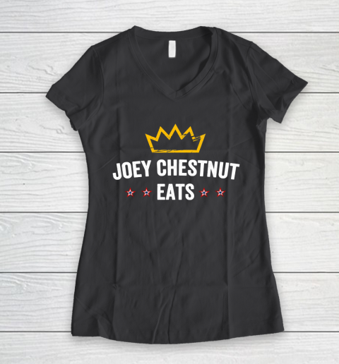 Joey Chestnut Eats Women's V-Neck T-Shirt 6