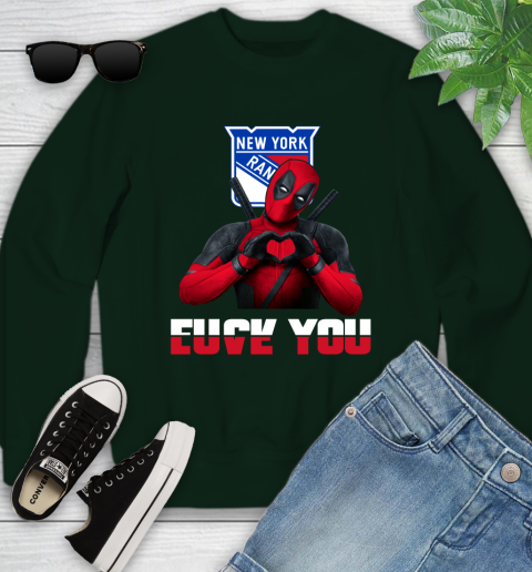 NHL New York Rangers Deadpool Love You Fuck You Hockey Sports Youth Sweatshirt 9