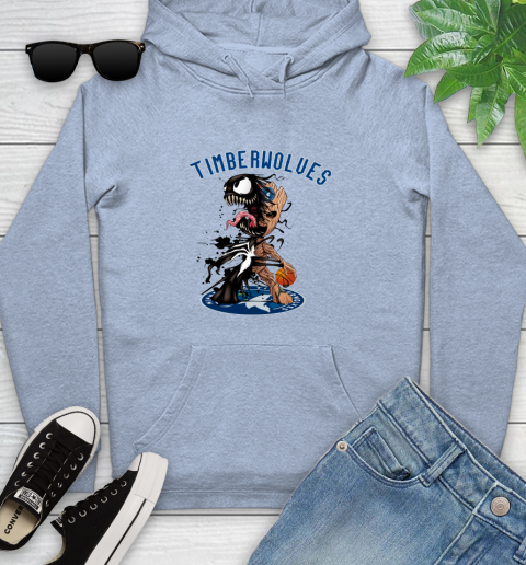 NBA Minnesota Timberwolves Basketball Venom Groot Guardians Of The Galaxy Youth Hoodie 10