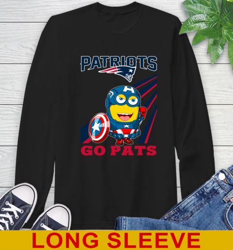 NFL Football New England Patriots Captain America Marvel Avengers Minion Shirt Long Sleeve T-Shirt