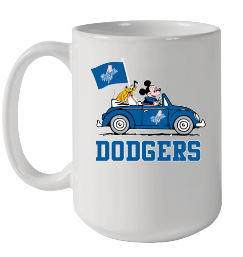 MLB Baseball Los Angeles Dodgers Pluto Mickey Driving Disney Shirt Ceramic Mug 15oz