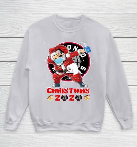 Toronto Raptors Funny Santa Claus Dabbing Christmas 2020 NBA Youth Sweatshirt 3