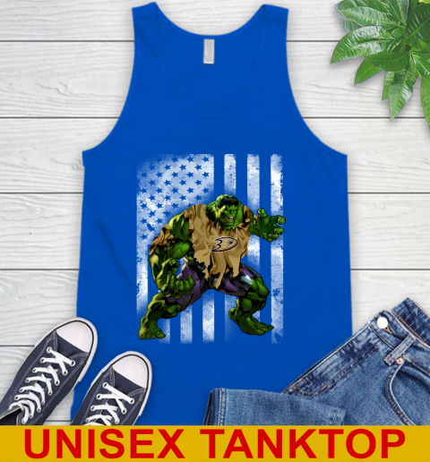 Anaheim Ducks Hulk Marvel Avengers NHL Hockey American Flag Tank Top 4