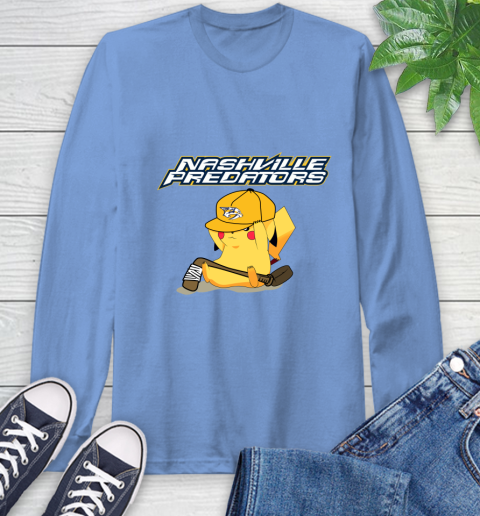 NHL Pikachu Hockey Sports Nashville Predators Long Sleeve T-Shirt 11