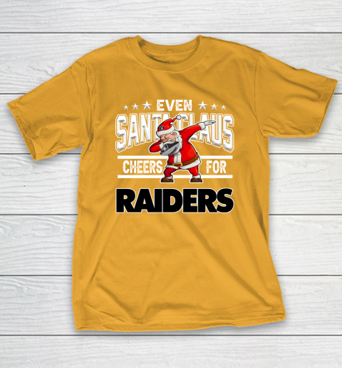 Oakland Raiders Even Santa Claus Cheers For Christmas NFL T-Shirt 2