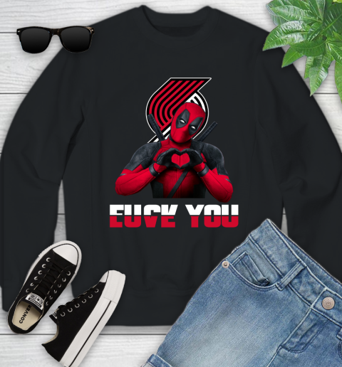 NBA Portland Trail Blazers Deadpool Love You Fuck You Basketball Sports Youth Sweatshirt