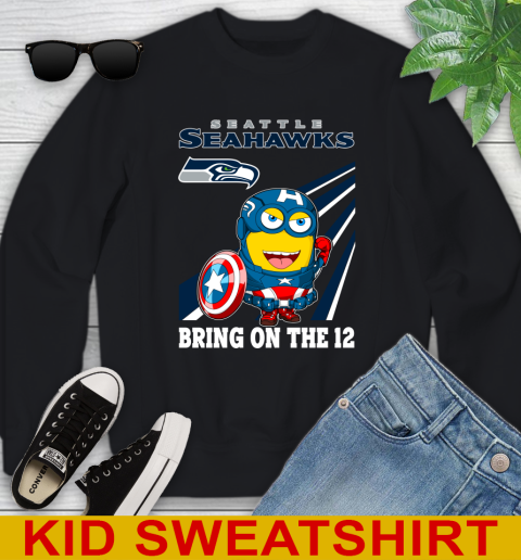 NFL Football Seattle Seahawks Captain America Marvel Avengers Minion Shirt Youth Sweatshirt