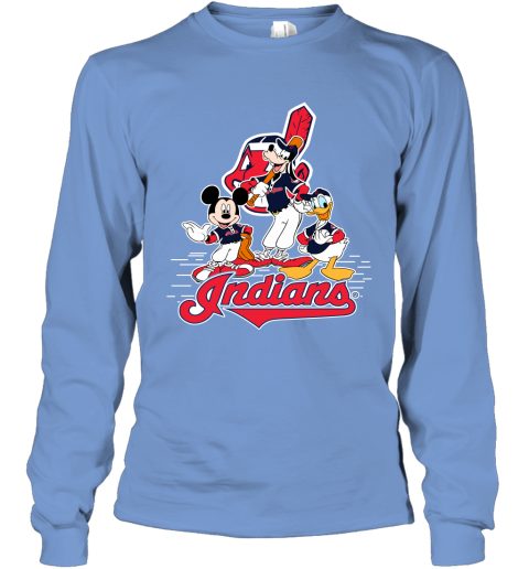 MLB Cleveland Indians Mickey Mouse Donald Duck Goofy Baseball T Shirt  Women's V-Neck T-Shirt