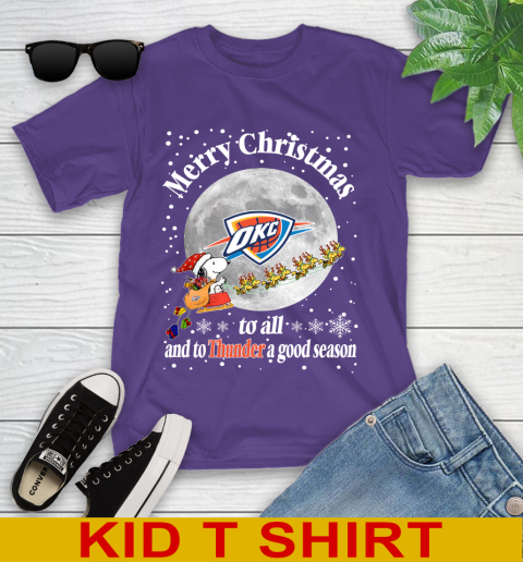 Oklahoma City Thunder Merry Christmas To All And To Thunder A Good Season NBA Basketball Sports Youth T-Shirt - Image 4