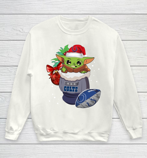 Indianapolis Colts Christmas Baby Yoda Star Wars Funny Happy NFL Youth Sweatshirt 2
