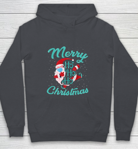 Merry Christmas Ho Ho Ho Santa Claus Wearing A Face Mask Youth Hoodie 5