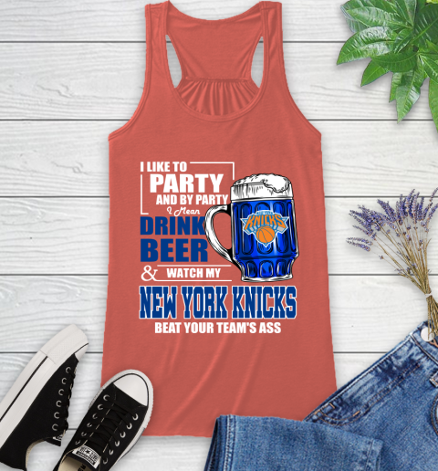 NBA Drink Beer and Watch My New York Knicks Beat Your Team's Ass Basketball Racerback Tank 3