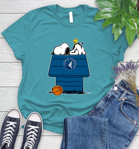 Minnesota Timberwolves NBA Basketball Snoopy Woodstock The Peanuts Movie Women's T-Shirt 12