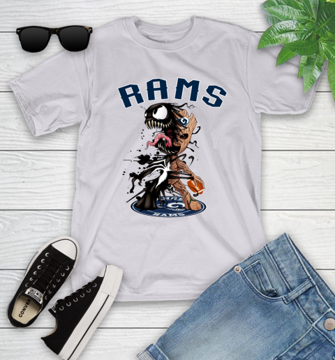 NFL Los Angeles Rams Football Venom Groot Guardians Of The Galaxy Youth T-Shirt 4