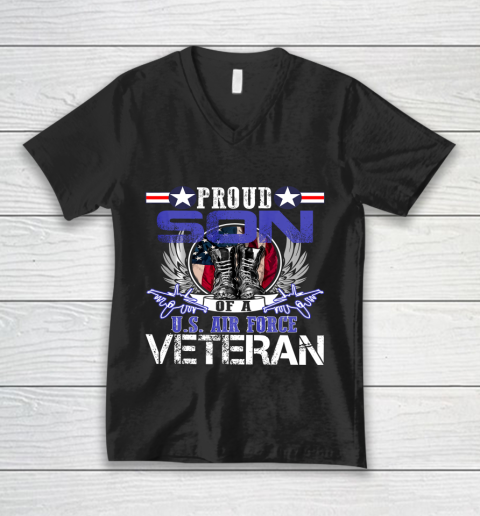 Veteran Shirt Vintage Proud Son Of A U S Air Force Veteran V-Neck T-Shirt