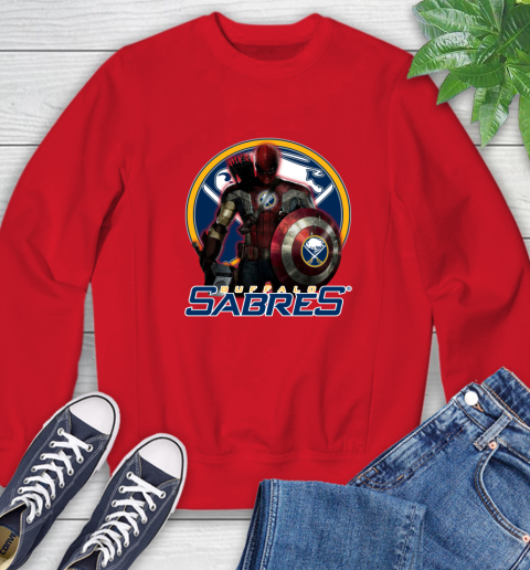 NHL Captain America Thor Spider Man Hawkeye Avengers Endgame Hockey Buffalo Sabres Sweatshirt 10