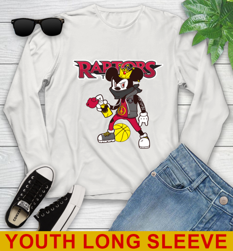 Toronto Raptors NBA Basketball Mickey Peace Sign Sports Youth Long Sleeve 12