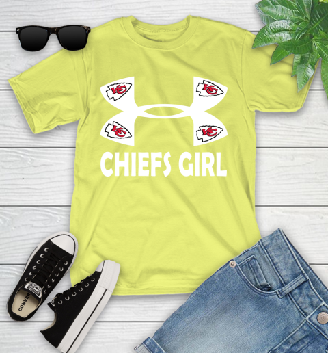 NFL Kansas City Chiefs Girl Under Armour Football Sports Youth T-Shirt 10