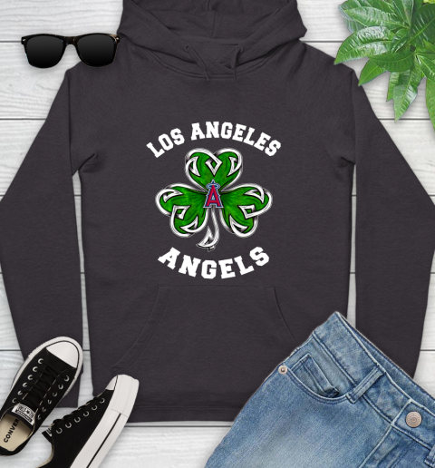 MLB Los Angeles Angels Three Leaf Clover St Patrick's Day Baseball Sports Youth Hoodie 8