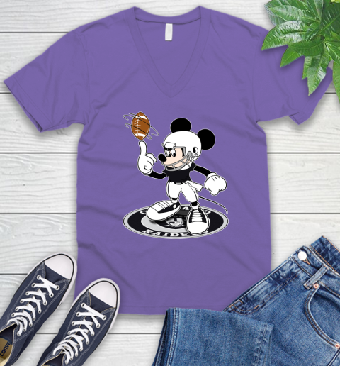 NFL Football Oakland Raiders Cheerful Mickey Disney Shirt V-Neck T-Shirt - Image 10