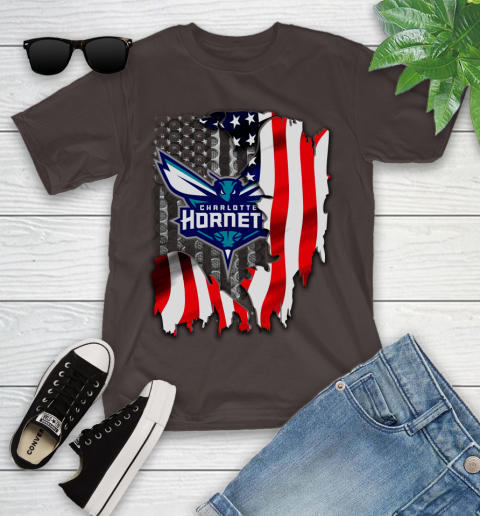 Charlotte Hornets NBA Basketball American Flag Youth T-Shirt - Image 8