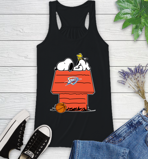 Oklahoma City Thunder NBA Basketball Snoopy Woodstock The Peanuts Movie Racerback Tank Black Oklahoma City Thunder NBA Basketball Snoopy Woodstock The Peanuts Movie Racerback Tank 2