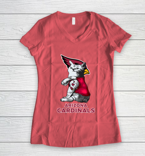 NFL Football My Cat Loves Arizona Cardinals Women's V-Neck T-Shirt 4