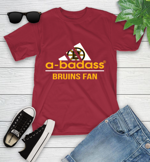 NHL A Badass Boston Bruins Fan Adidas Hockey Sports Youth T-Shirt 14