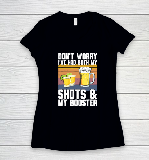 Funny Had My 2 Shots Don't Worry Had Both My Shots Tequila Women's V-Neck T-Shirt
