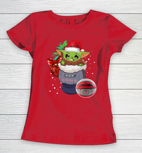 Houston Rockets Christmas Baby Yoda Star Wars Funny Happy NBA Women's T-Shirt 10