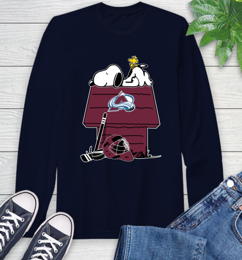 Colorado Avalanche NHL Hockey Snoopy Woodstock The Peanuts Movie Long Sleeve T-Shirt 4