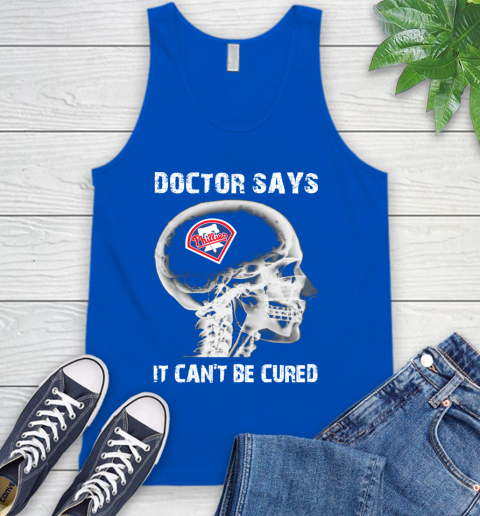 MLB Philadelphia Phillies Baseball Skull It Can't Be Cured Shirt Tank Top 4