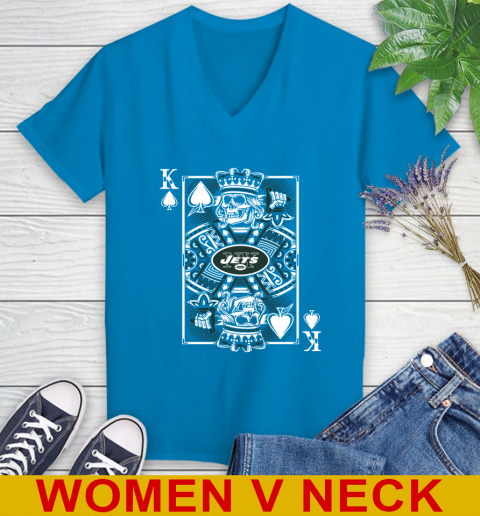 New York Jets NFL Football The King Of Spades Death Cards Shirt Women's V-Neck T-Shirt 7