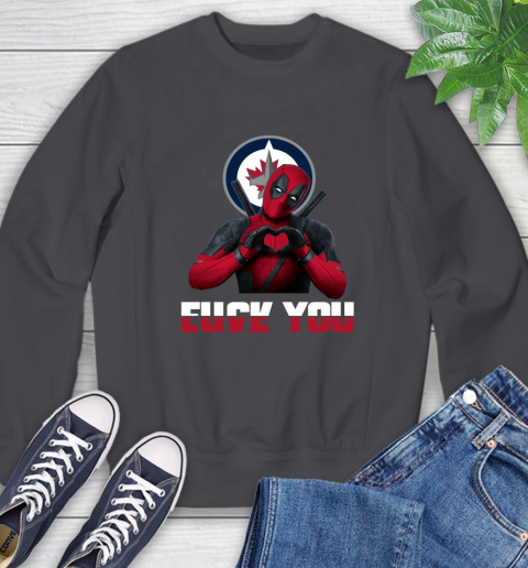 NHL Winnipeg Jets Deadpool Love You Fuck You Hockey Sports Sweatshirt 6