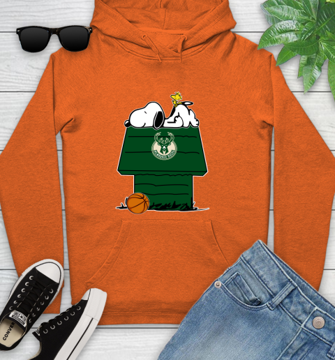 Milwaukee Bucks NBA Basketball Snoopy Woodstock The Peanuts Movie Youth Hoodie 5