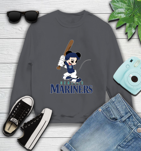 MLB Baseball Seattle Mariners Cheerful Mickey Mouse Shirt Sweatshirt - Image 7