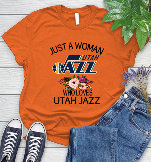 NBA Just A Woman Who Loves Utah Jazz Basketball Sports Women's T-Shirt 2
