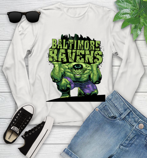 Baltimore Ravens NFL Football Incredible Hulk Marvel Avengers Sports Youth Long Sleeve 12