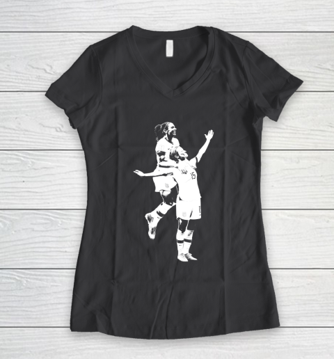Megan Rapinoe and Alex Morgan Victory Pose  The White Stencil Women's V-Neck T-Shirt 6