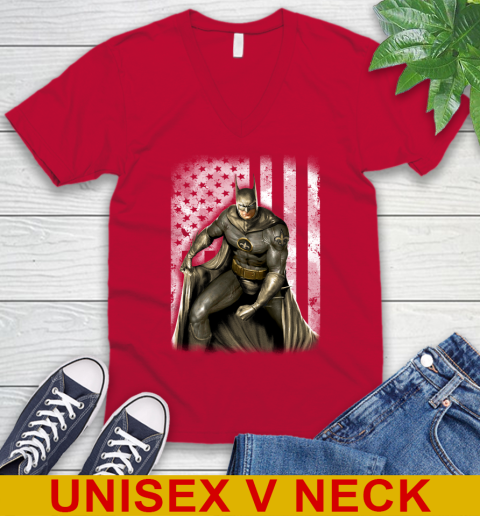 New Orleans Saints NFL Football Batman DC American Flag Shirt V-Neck T-Shirt 6