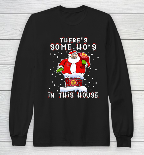 Houston Rockets Christmas There Is Some Hos In This House Santa Stuck In The Chimney NBA Long Sleeve T-Shirt