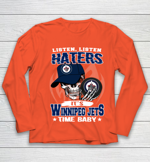 Listen Haters It is JETS Time Baby NHL Youth Long Sleeve - Image 4