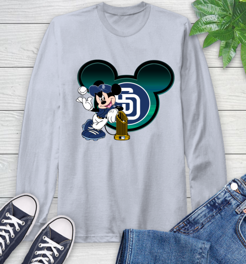 MLB San Diego Padres The Commissioner's Trophy Mickey Mouse Disney Long Sleeve T-Shirt 6