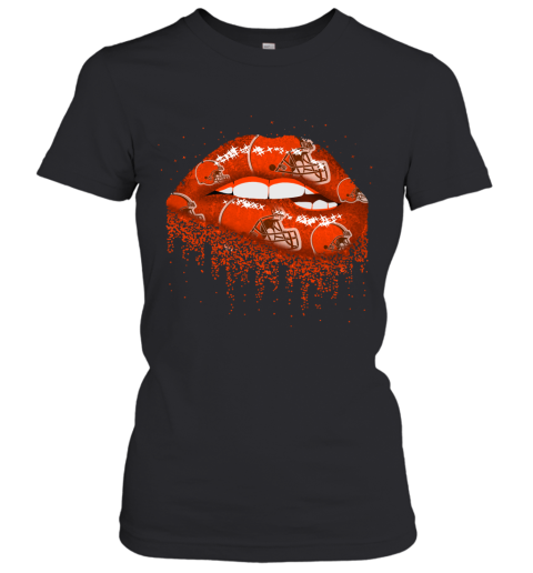 Biting Glossy Lips Sexy Cleveland Browns NFL Football Women's T-Shirt