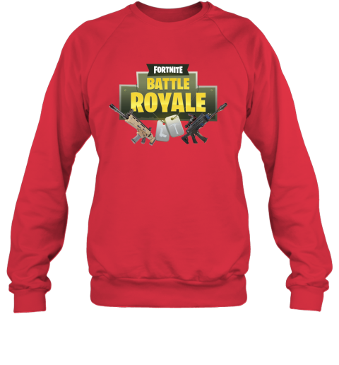 pidl fortnite battle royale logo with assault rifle shirts sweatshirt 35 front red