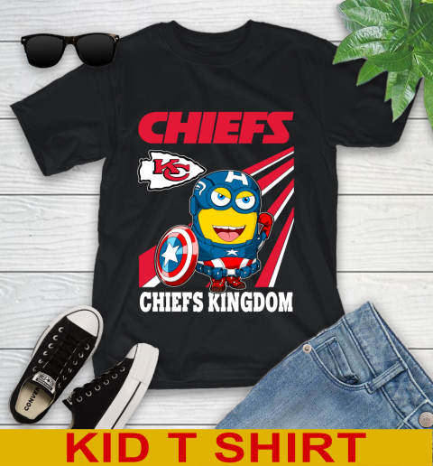 NFL Football Kansas City Chiefs Captain America Marvel Avengers Minion Shirt Youth T-Shirt