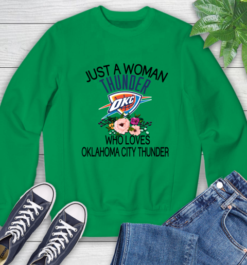 NBA Just A Woman Who Loves Oklahoma City Thunder Basketball Sports Sweatshirt 4