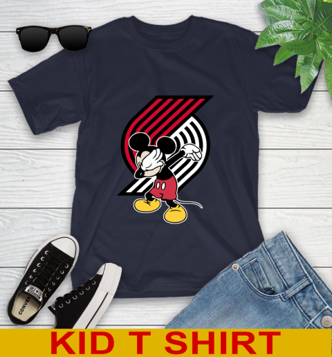 Portland Trail Blazers NBA Basketball Dabbing Mickey Disney Sports Youth T-Shirt 3