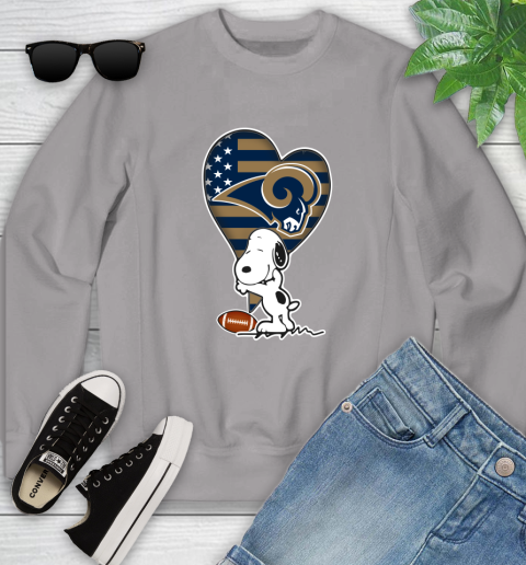 Los Angeles Rams NFL Football The Peanuts Movie Adorable Snoopy Youth Sweatshirt 4
